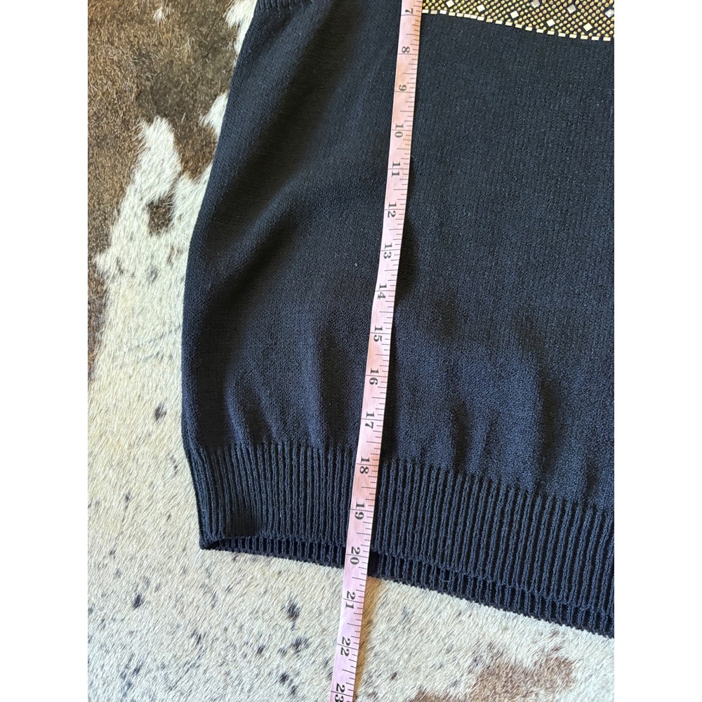 ST‎ JOHN Black Square Neck Jeweled Sleeveless Knit Top Size 8 - Picture 7 of 7